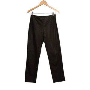 Yansi Fugel Womens 6 Deep Chocolate Brown Leather Pants Trousers Classic Lined